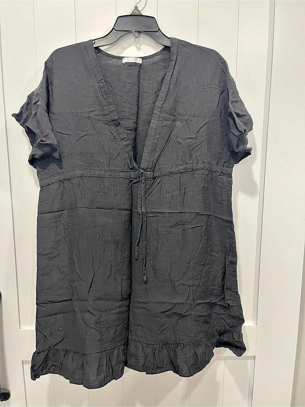 AIMAGE Ruffle Sleeve swim cover up in Black Size Medium